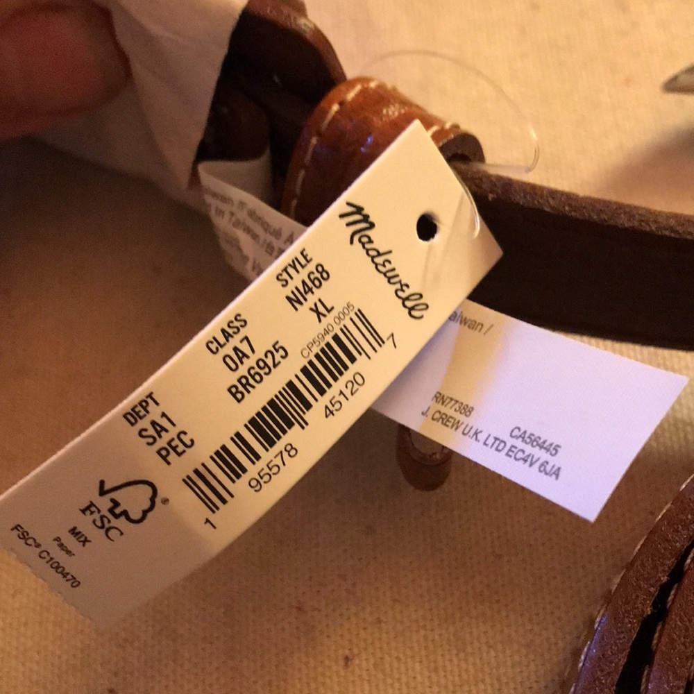 NWT Madewell Sz XL BELT - brown CROC-EMBOSSED LEATHER COVERED BUCKLE BELT - Picture 7 of 8